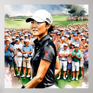 Poster Pro Woman Golfer - Golf Art Imprimer