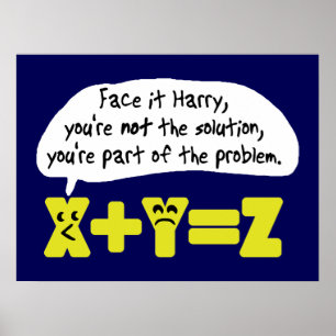 Poster Problème mathématique amusant bleu