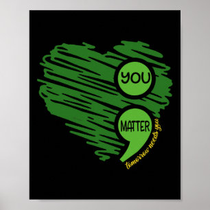 Poster Problème Semicolon Heart Retro Mental Health Award