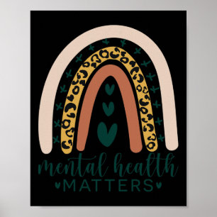 Poster Problèmes de santé Empreinte de léopard Boho Rainb