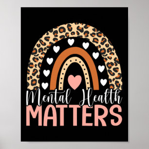 Poster Problèmes de santé Empreinte de léopard Boho Rainb