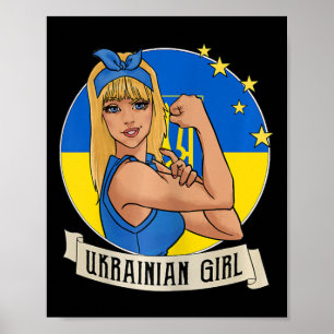 Poster Produits Fille Ukrainienne Drapeau Ukraine Ukr pou