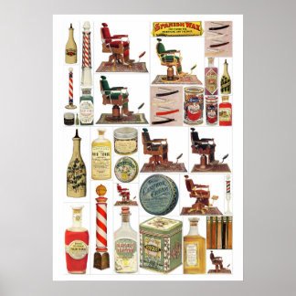 Poster Produits vintages en barber