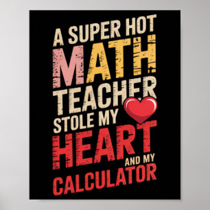 Poster Prof de maths drôle Saint Valentin algèbre équatio