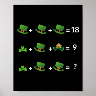 Poster Prof de maths équation drôle St Patrick Professeur