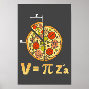 Poster Prof de maths Pizza Gag pour le jour de Pi
