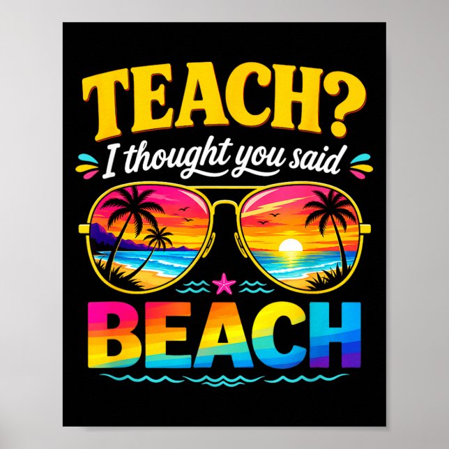 Poster Prof vacances enseigner pensée dit plage enseignan (Devant)