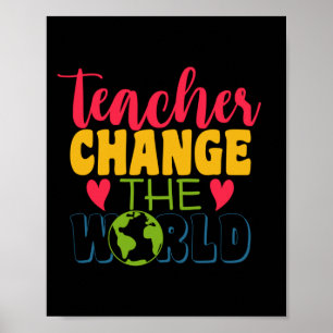 Poster Professeur Cadeaux   L'enseignant change le monde