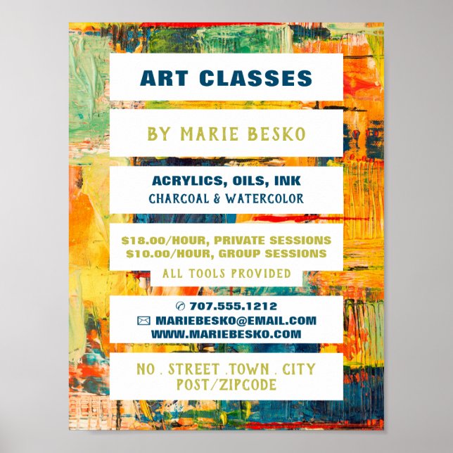 Poster Professeur d'art de peinture Abstraite multicolore (Devant)