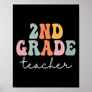 Poster Professeur de 2e année Rétro Groovy Vintage Premie