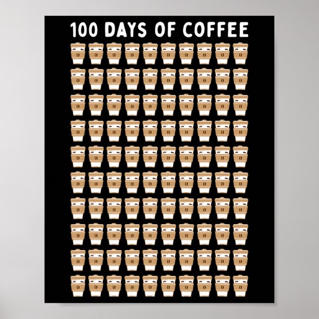 Poster Professeur de café 100 tasses de café 100e jour éc (Devant)
