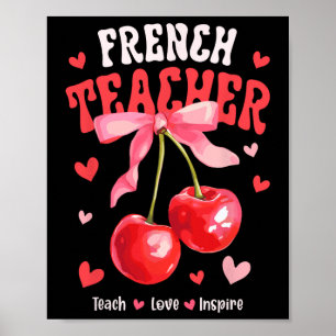 Poster Professeur de français enseigne l'amour inspire Ch