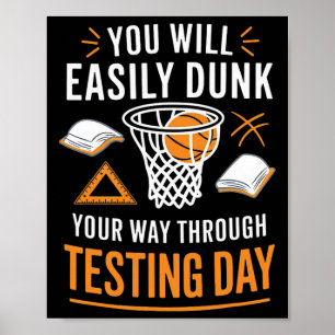 Poster Professeur de jour de test drôle Sketll Dunk Jour