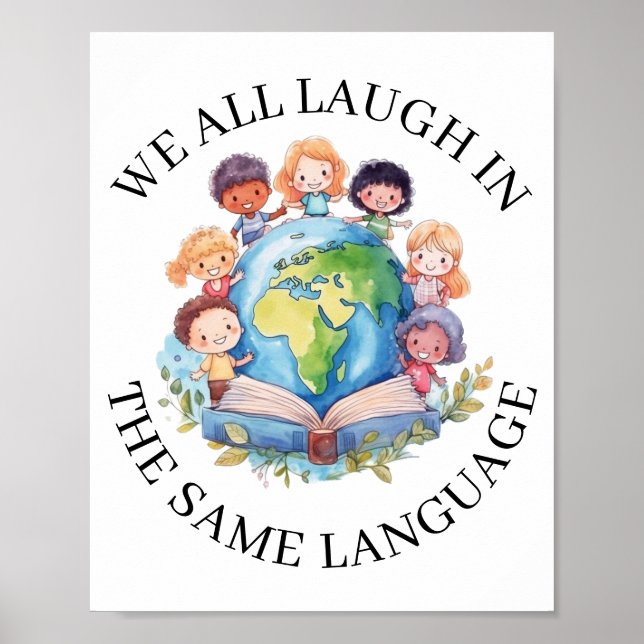 Poster Professeur de langues Bilingue pour enfants (Devant)