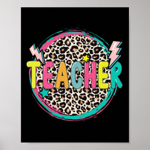 Poster Professeur de Leopard amusant Joyeux Premier jour
