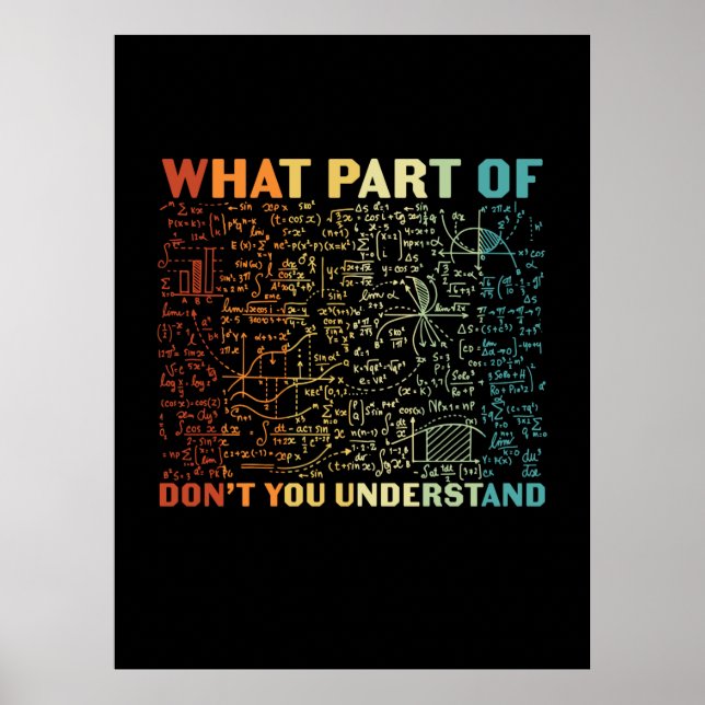 Poster Professeur De Mathématiques Quelle Partie Des Math (Devant)