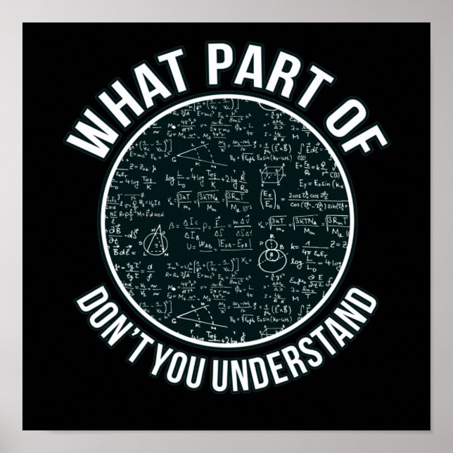 Poster Professeur de mathématiques Sarcasme Mathématiques (Devant)