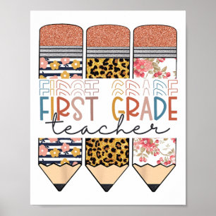 Poster Professeur de première année crayon léopard jour h