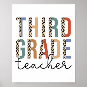 Poster Professeur de troisième année léopard heureux prem