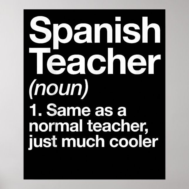 Poster Professeur d'espagnol Définition École Drôle (Devant)