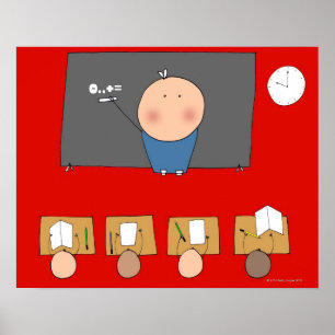 Poster Professeur devant la salle de classe, vue en haute