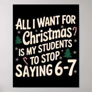 Poster Professeur drôle de Noël disant aux élèves 6-7 67