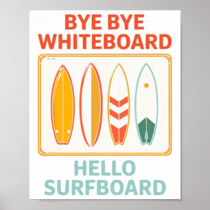 Poster Professeur drôle été surf surfant vacances vacance