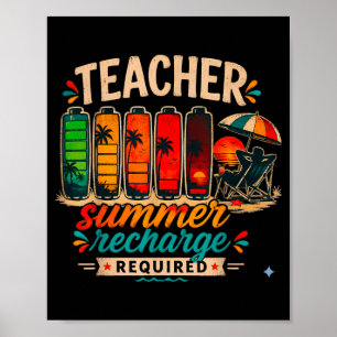 Poster Professeur drôle recharge d'été requise rétro dern