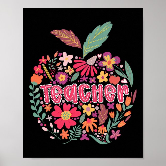 Poster Professeur Fleur Sauvage Heureux Premier Jour De R (Devant)