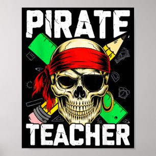Poster Professeur pirate crâne drôle 
