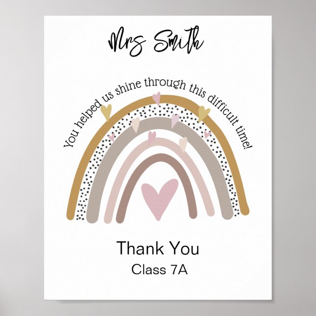 Poster professeur rainbow citation merci (Devant)