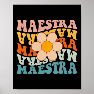 Poster Professeure d'espagnol Groovy Maestra Retour à l'é