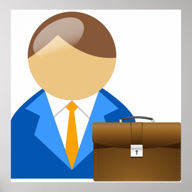 Poster Professional Businessman Icon with Briefcase (Devant)