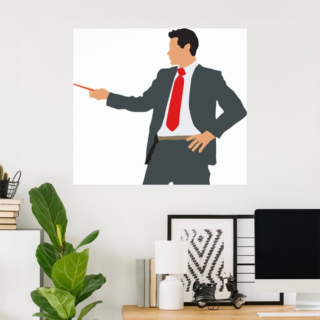 Poster Professional Businessman in Suit with Pointer (Créateur téléchargé)