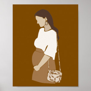 Poster Profil de femme enceinte abstrait Art de maternité