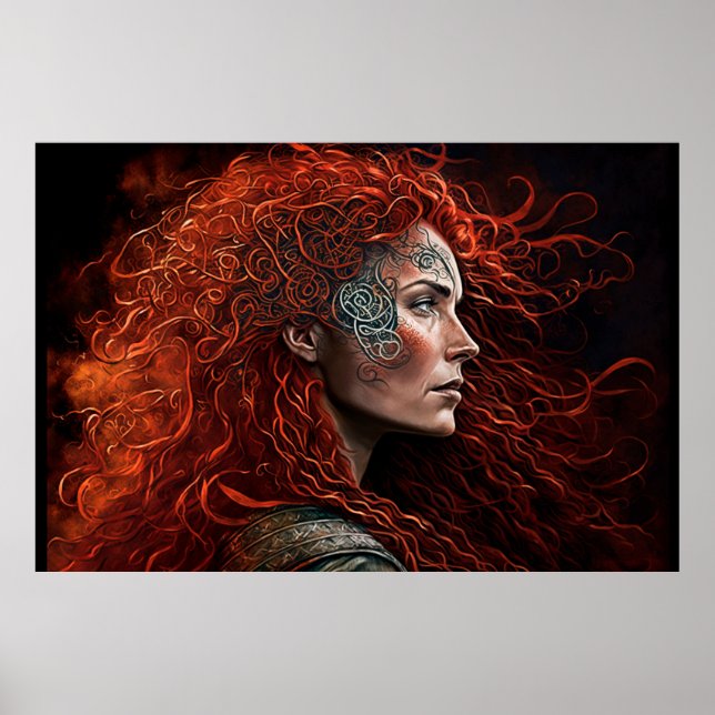 Poster Profil de femme irlandaise avec peinture faciale A (Devant)