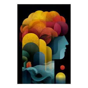 Poster Profil de l'esprit botanique Couches vibrantes