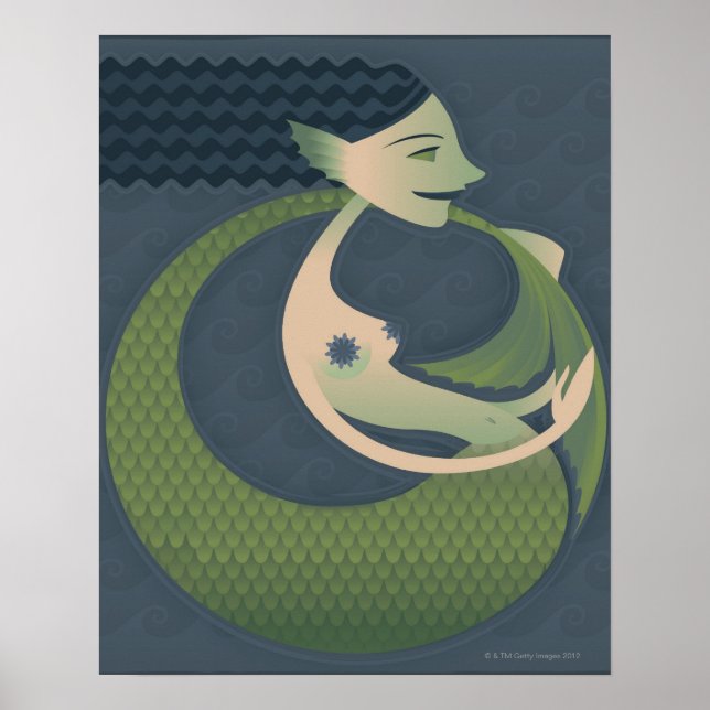 Poster Profil latéral d'une sirène (Devant)