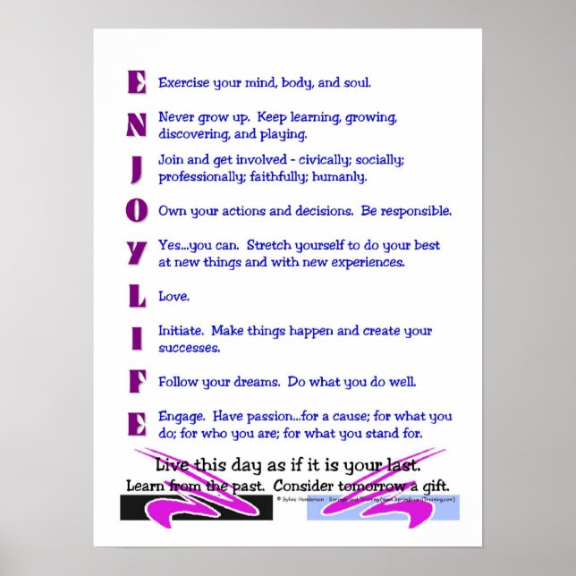 Poster : "Profitez de la vie" (Devant)