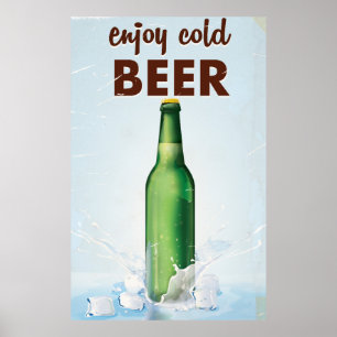 Poster Profitez de l'affiche de boisson bière froide.