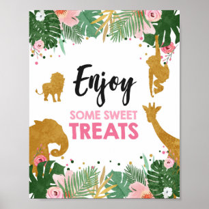 Poster Profitez De Soins Sucrés Safari Animaux Anniversai