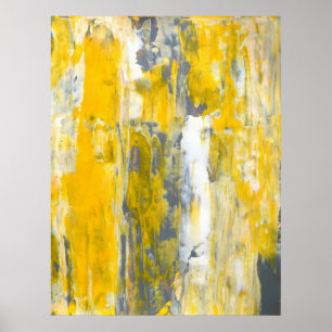 Poster "Profondément dans l'art abstrait gris et jaune de