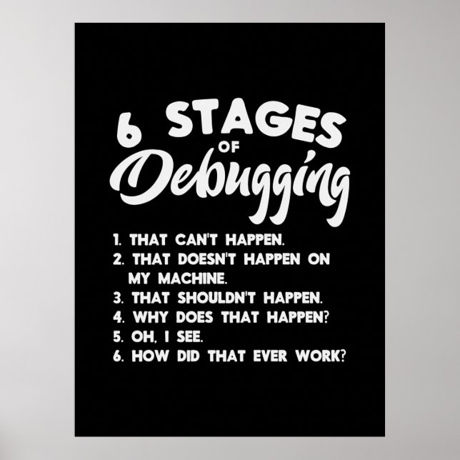 Poster Progammer 6 Étapes De Débogage (Devant)