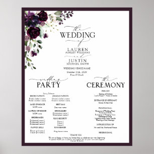 Poster Programme d'aquarelle florale Plum Purple Mauve