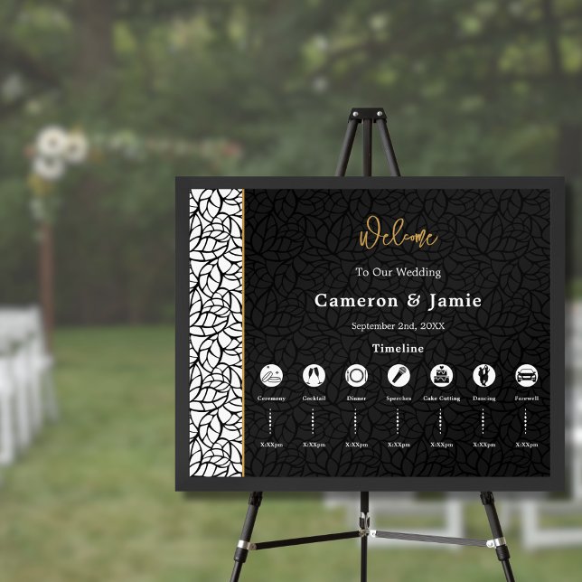 Poster Programme de calendrier de bienvenue pour le Maria (Botanical Wedding Welcome Timeline Program Poster)