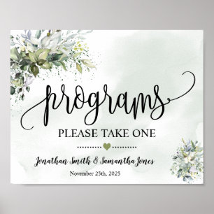 Poster Programme de cérémonie de mariage au signe eucalyp