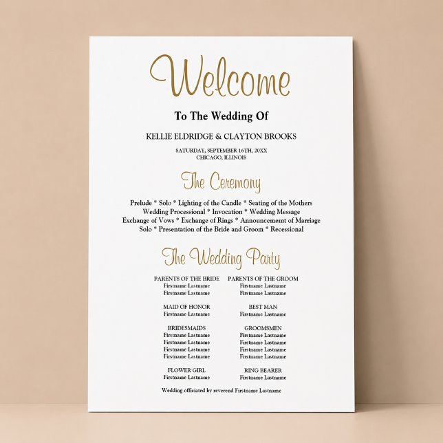Poster Programme de cérémonie de mariage simple (Créateur téléchargé)