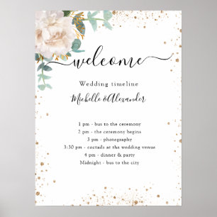 Poster Programme de chronologie de mariage floral eucalyp
