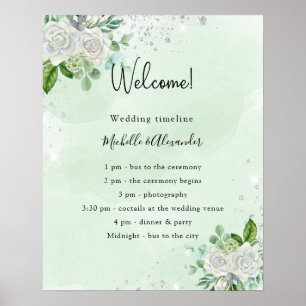 Poster Programme de chronologie mariage floral eucalyptus