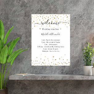 Poster Programme de déroulement de mariage coeurs dorés b